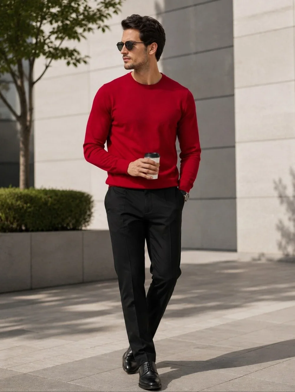 Banana Republic Men’s M Red Extra Fine Merino Wool V-Neck Sweater CC